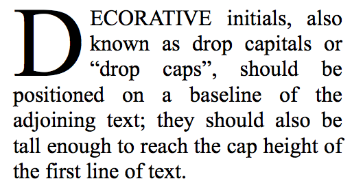 Drop cap to ease reading
