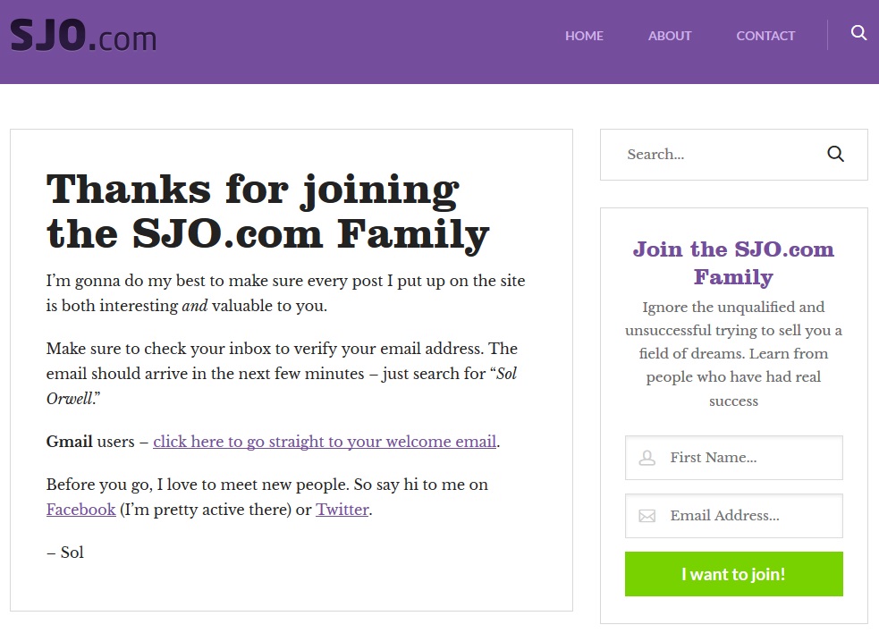 SJO.com Thank You Page